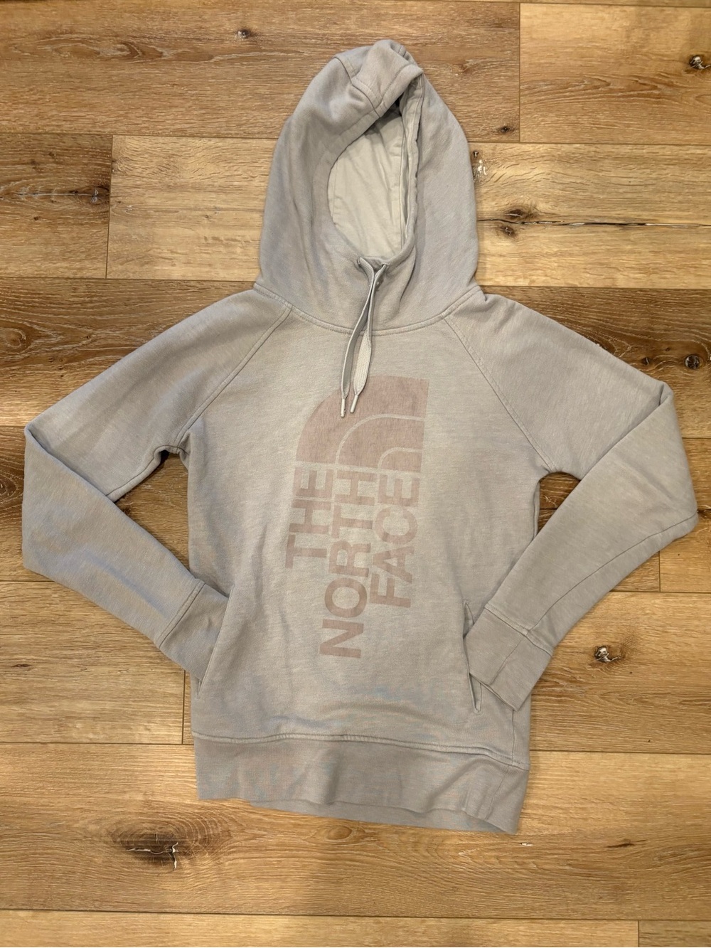 Women’s The North Face Light Gray Crewneck Hoodie with Logo- Size Small